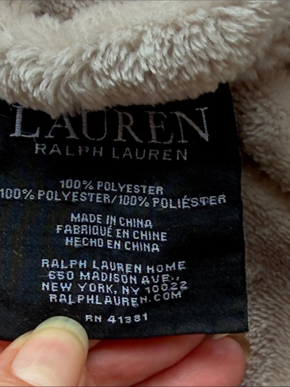 Lauren Ralph Lauren King Size Plush Velvet Throw Blanket